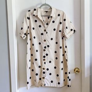Polka Dot Collar Shirt Dress